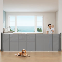 Cylrod 150inch retractable gate extended covers wide openings for flexible spaces.