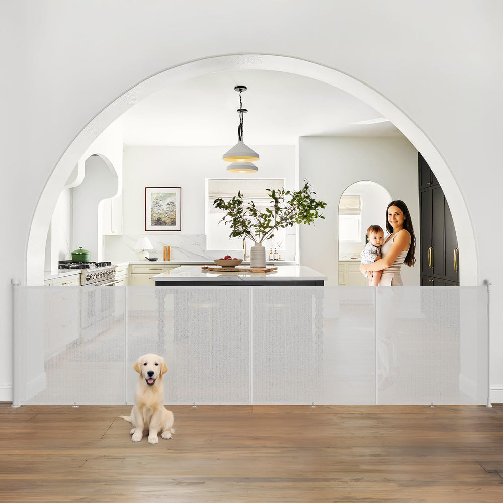 Cylrod upgrade retractable baby gate wide assembly demonstrates quick setup and secure framing.
