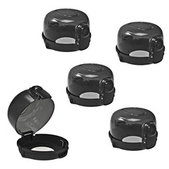 Cypropid kitchen stove knob covers pack in a modern kitchen for child safety.