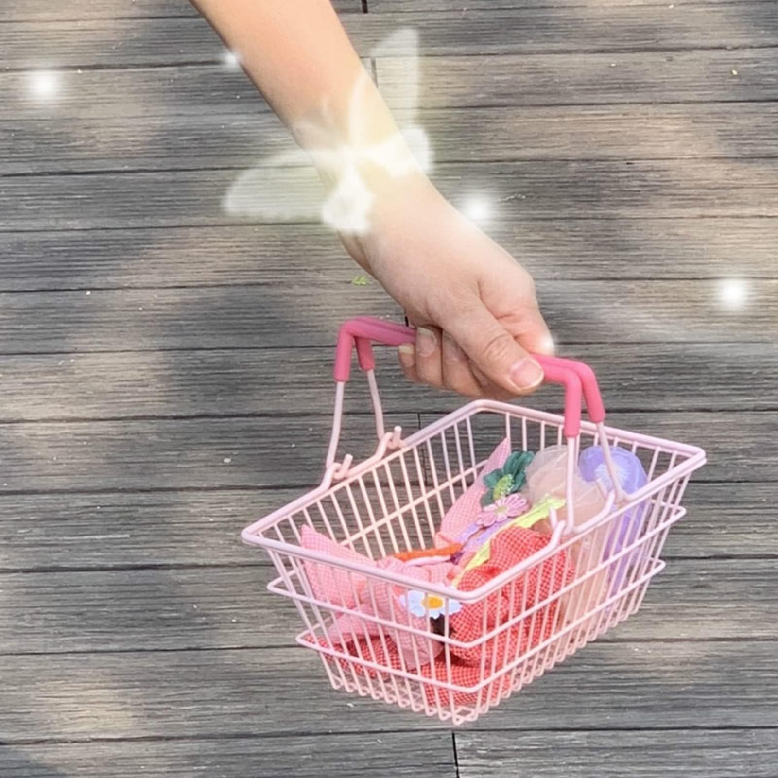 Cyrank mini pink basket size 7x5x3.5 inches suited for small items