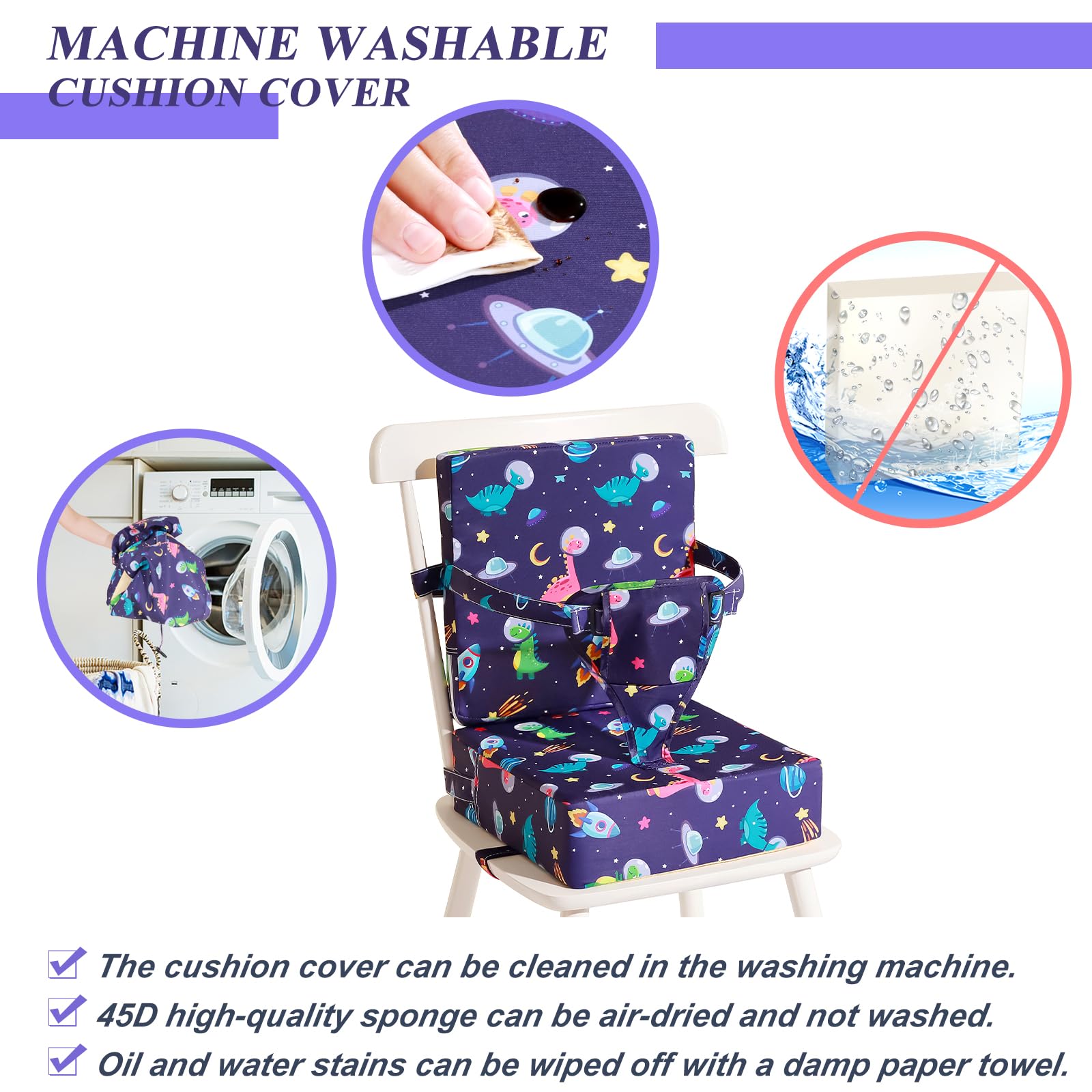 Czrrzl Toddler Booster Seat with detachable zipper cover simplifies cleaning.