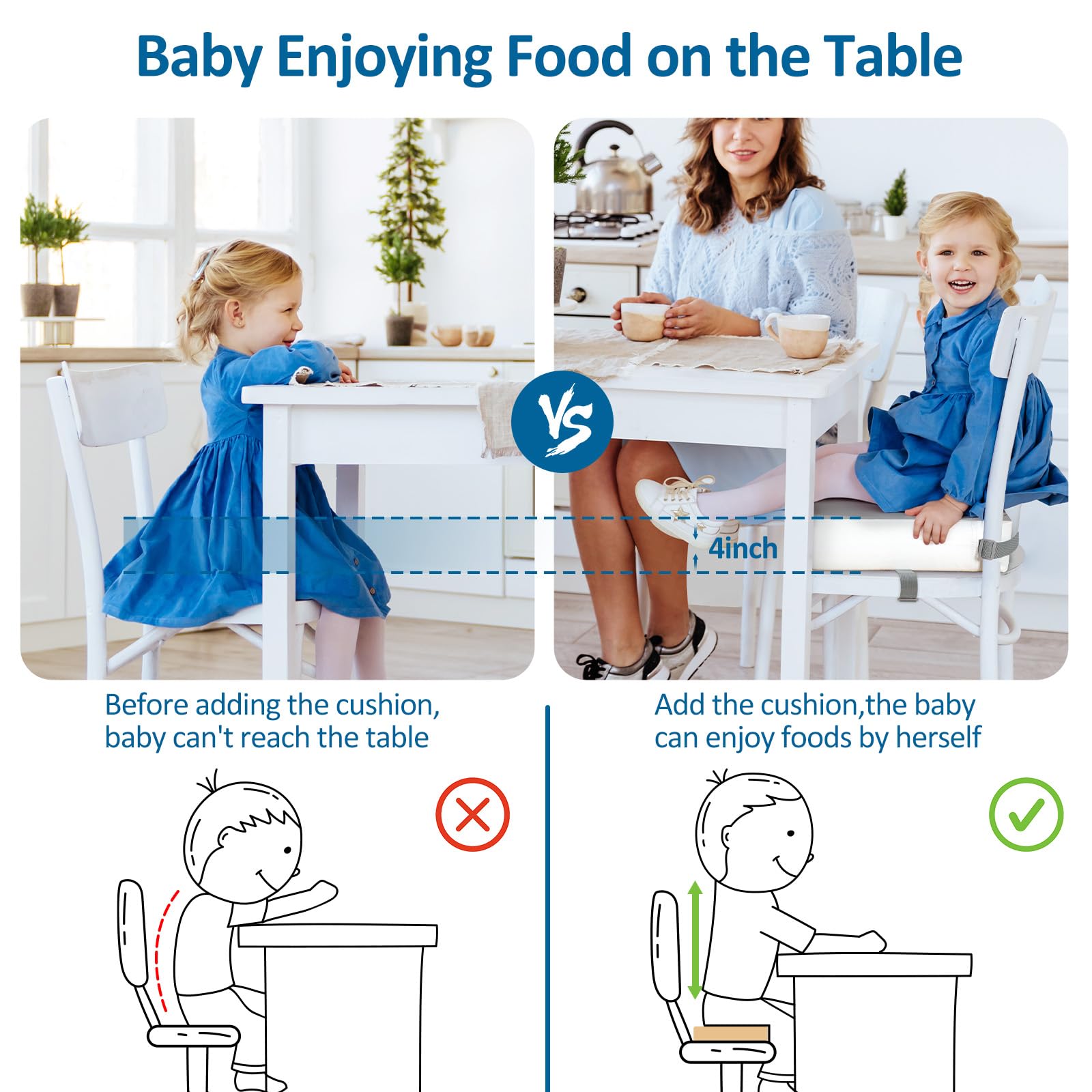 Czrrzl Toddler Booster Seat memory-foam cushion enhances comfort at mealtime