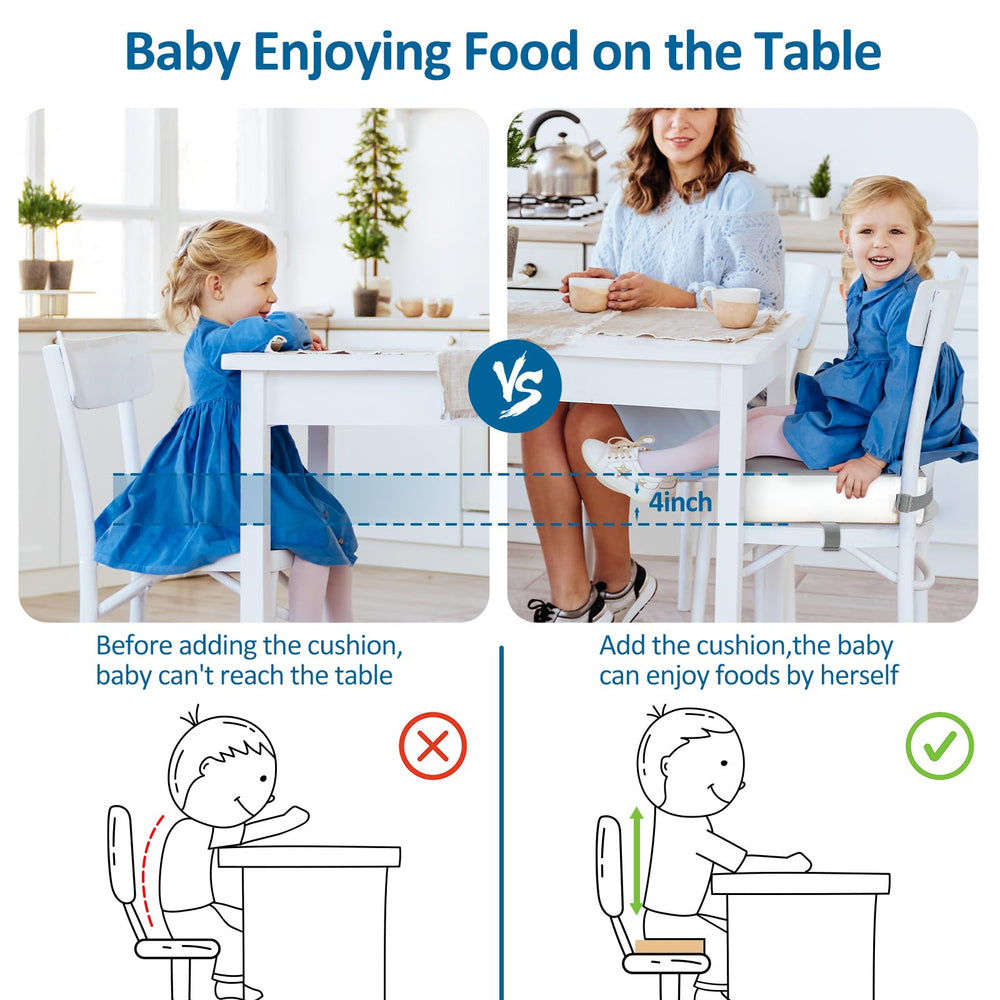 Czrrzl Toddler Booster Seat memory-foam cushion enhances comfort at mealtime