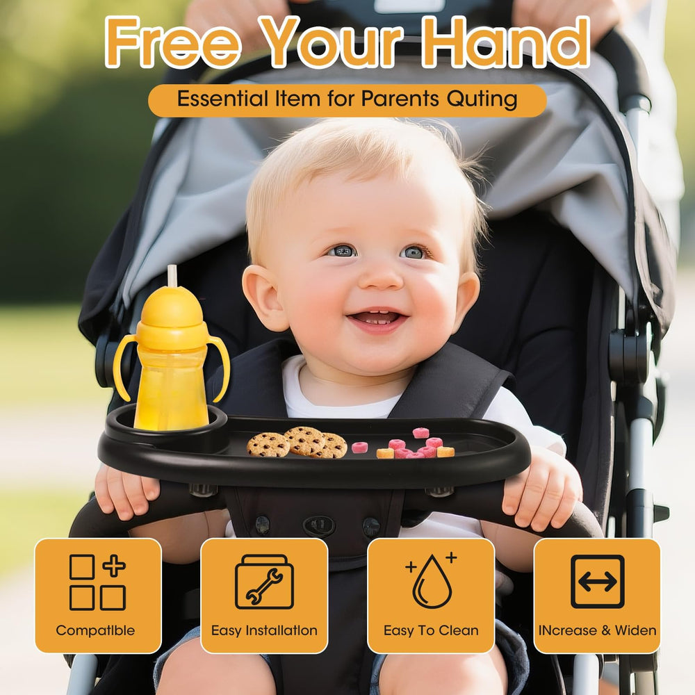 D BABE snack tray clip-on installation simplifies setup without tools.