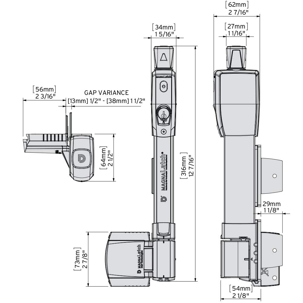 Rekeyable 6-pin MagnaLatch lock visible for keying compatibility