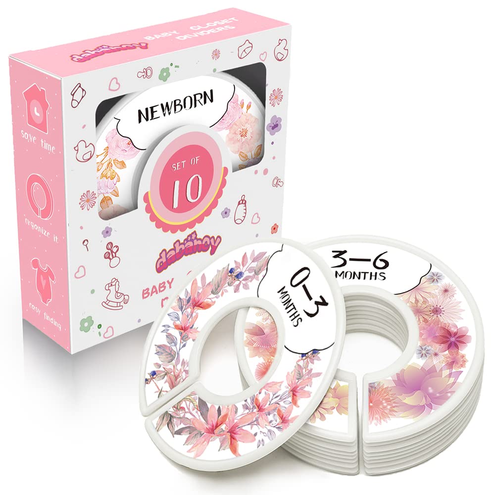 Dabancy floral newborn divider labeled for quick size selection in nursery closet