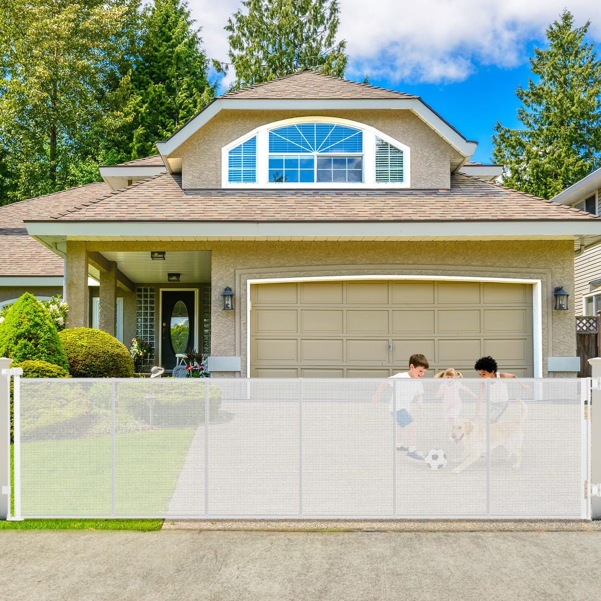 Dabormi 250inch retractable fence extended view for wide indoor or outdoor spaces