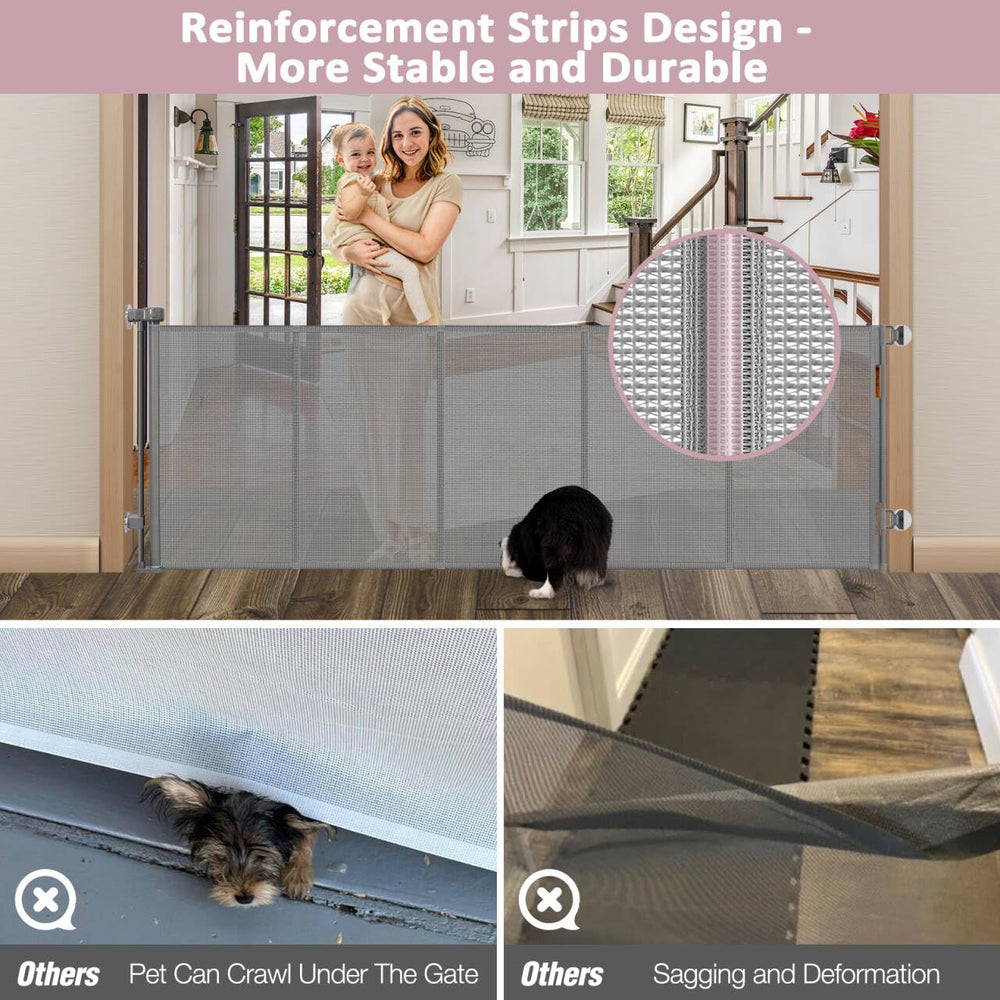 Dabormi 96-inch wide gate in-use across a doorway for wide-space safety.