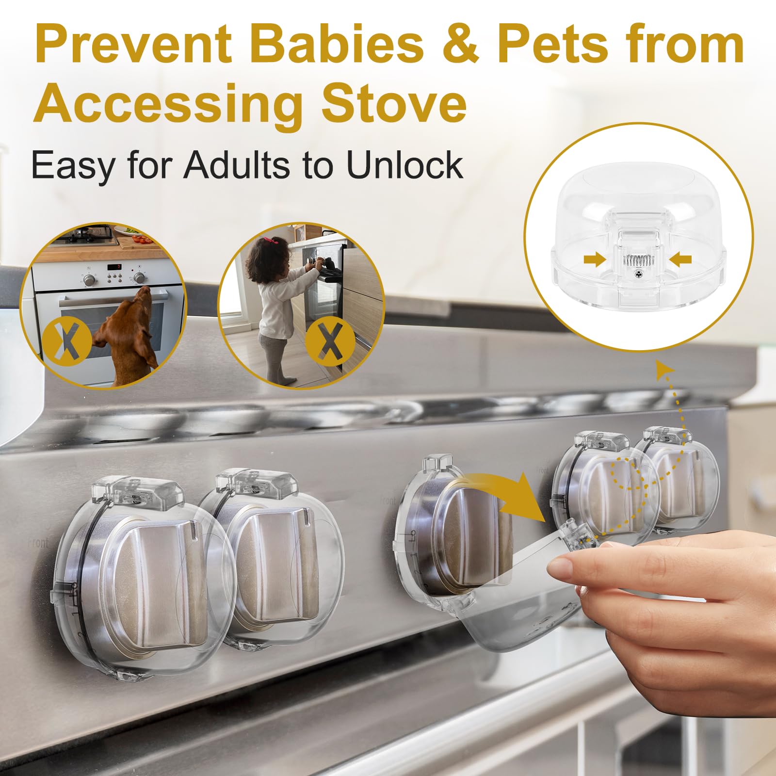 Dabormi gas stove knob cover with dual-key design for childproofing