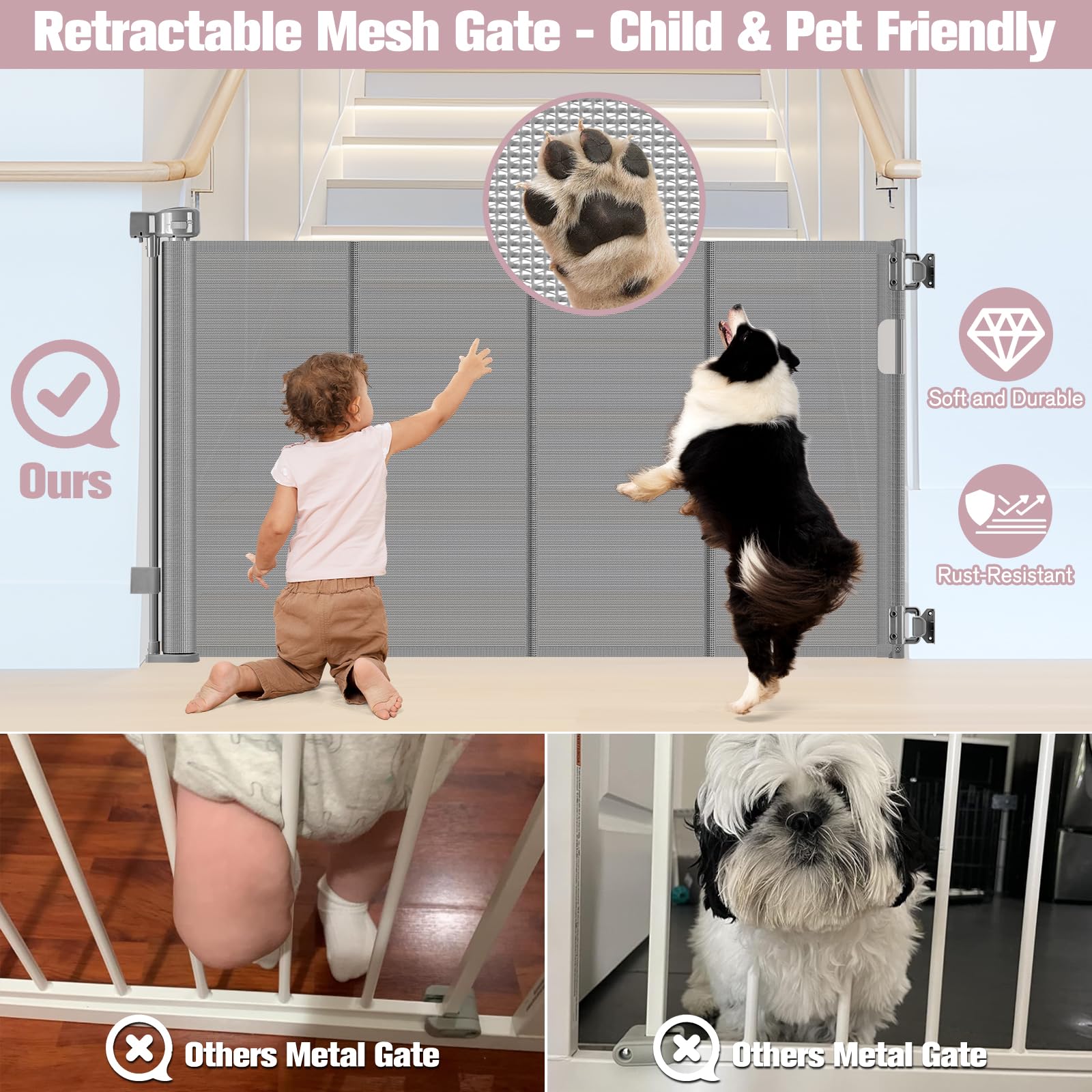 Dabormi kids-pets-friendly mesh reduces bumps and scratches during daily use