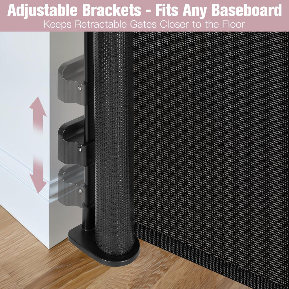 Dabormi indoor-outdoor retractable gate in black supports versatile entry control.