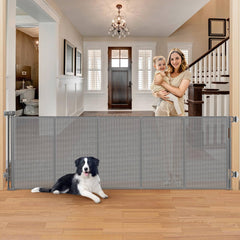 Dabormi punch-free retractable gate 96-inch extended for wide doorways and child safety.