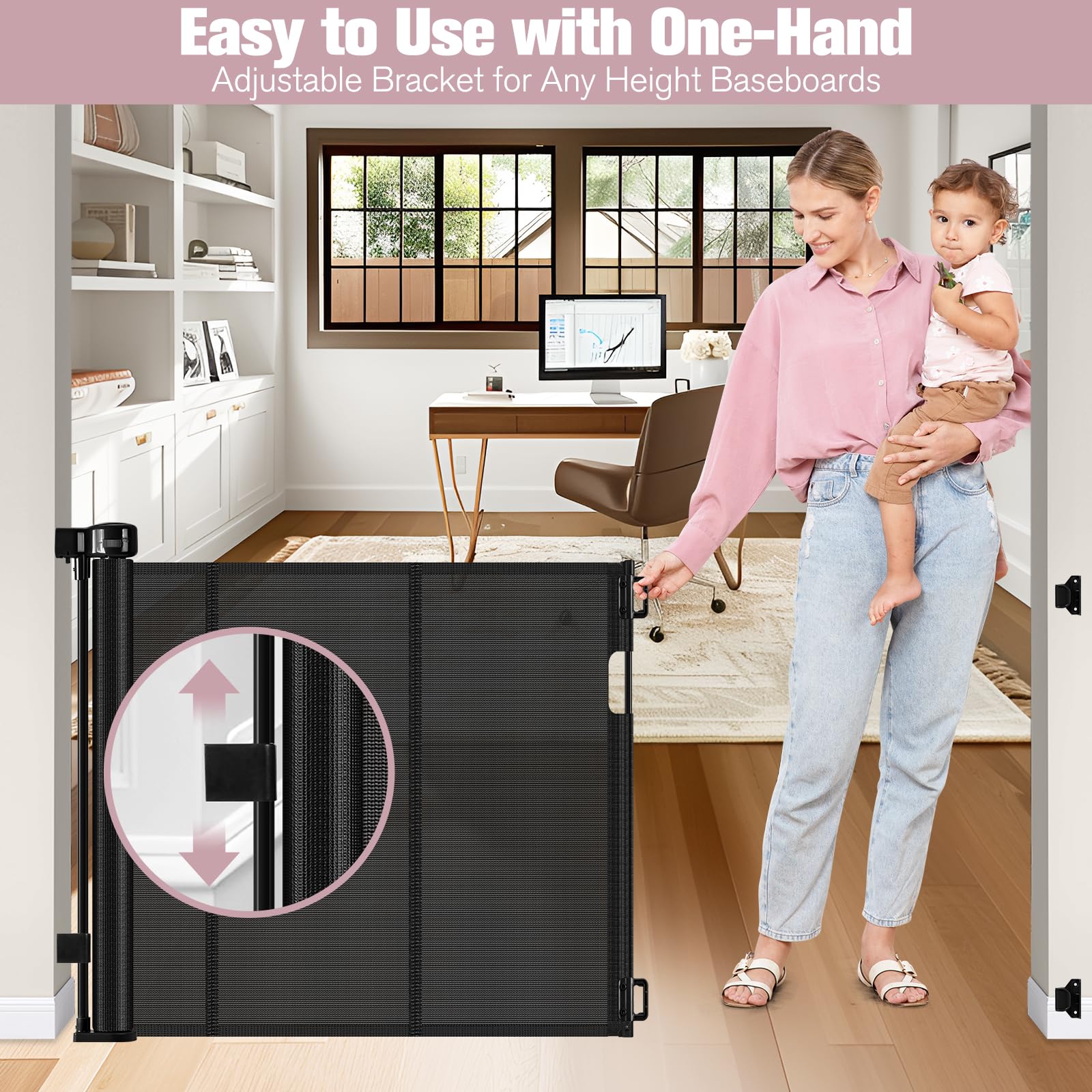 Dabormi gate with childproof lock for safer use.