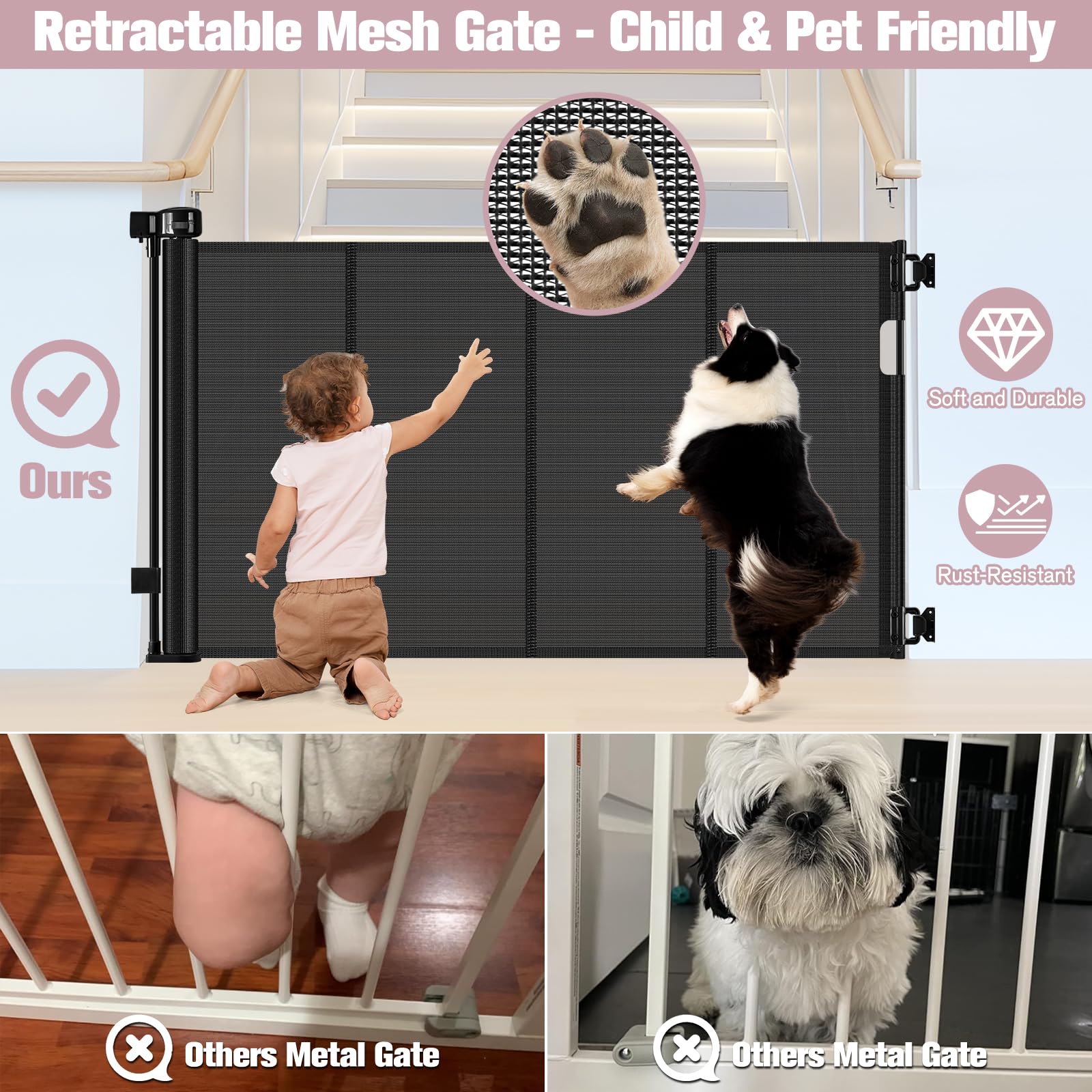 Dabormi indoor-outdoor gate fits diverse spaces.