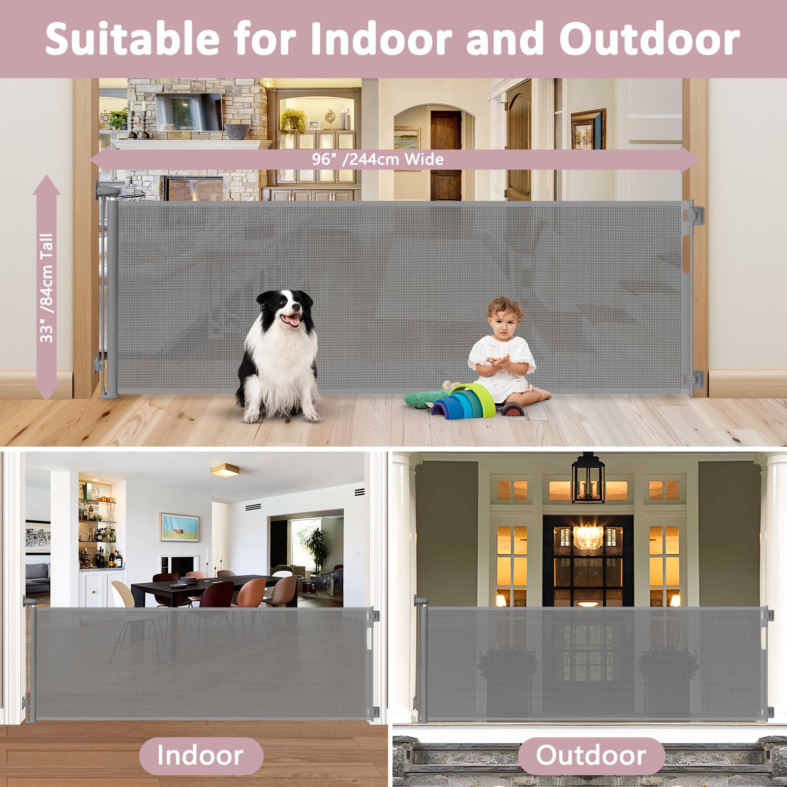 Dabormi retractable gate rolled compactly to save space in hallways and storage.