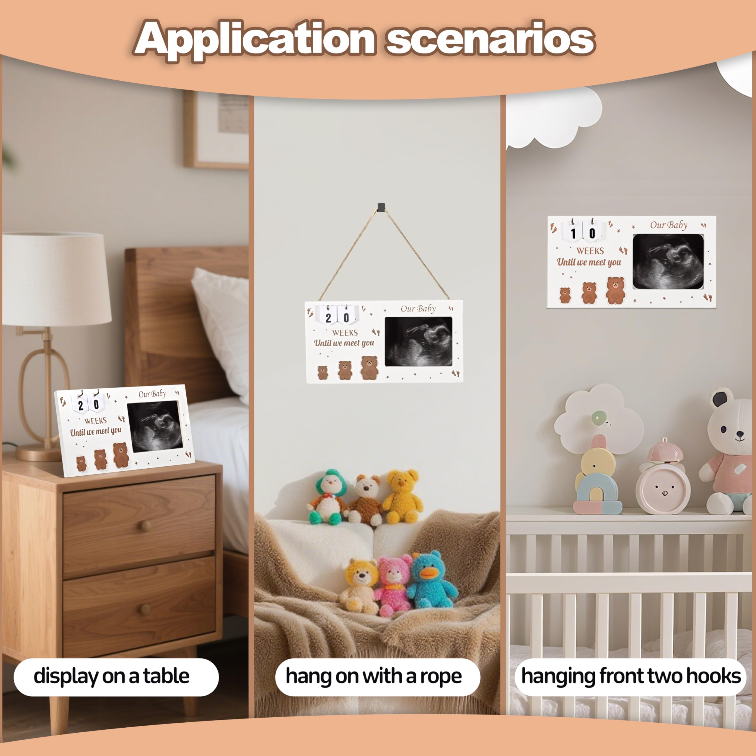 DACO MIN frame with gold-foil message for pregnancy announcements