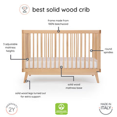 Dadada Soho crib features baby-safe, non-toxic finish for nurseries.