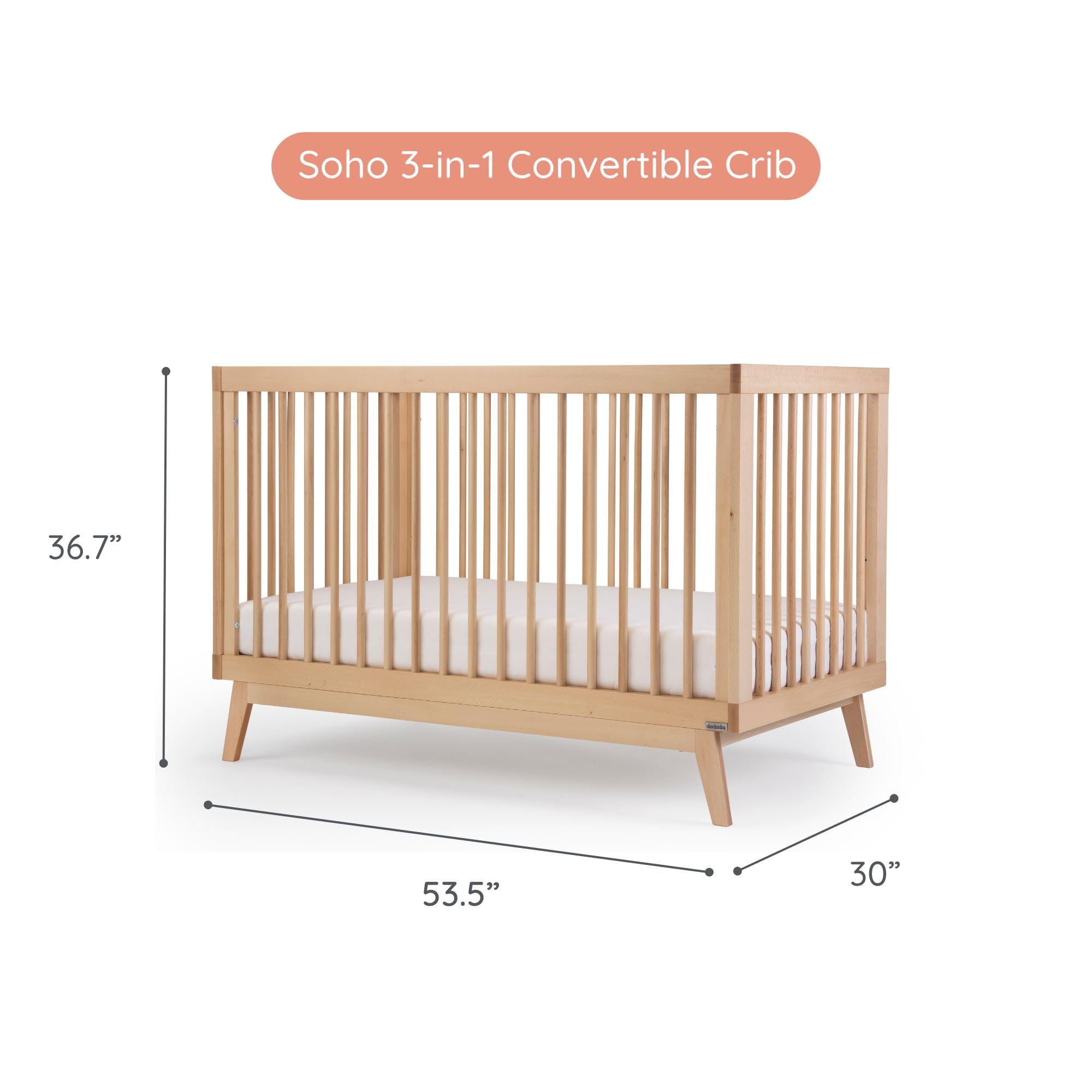 Dadada Soho matching dresser pairs with the crib for cohesive nursery storage.