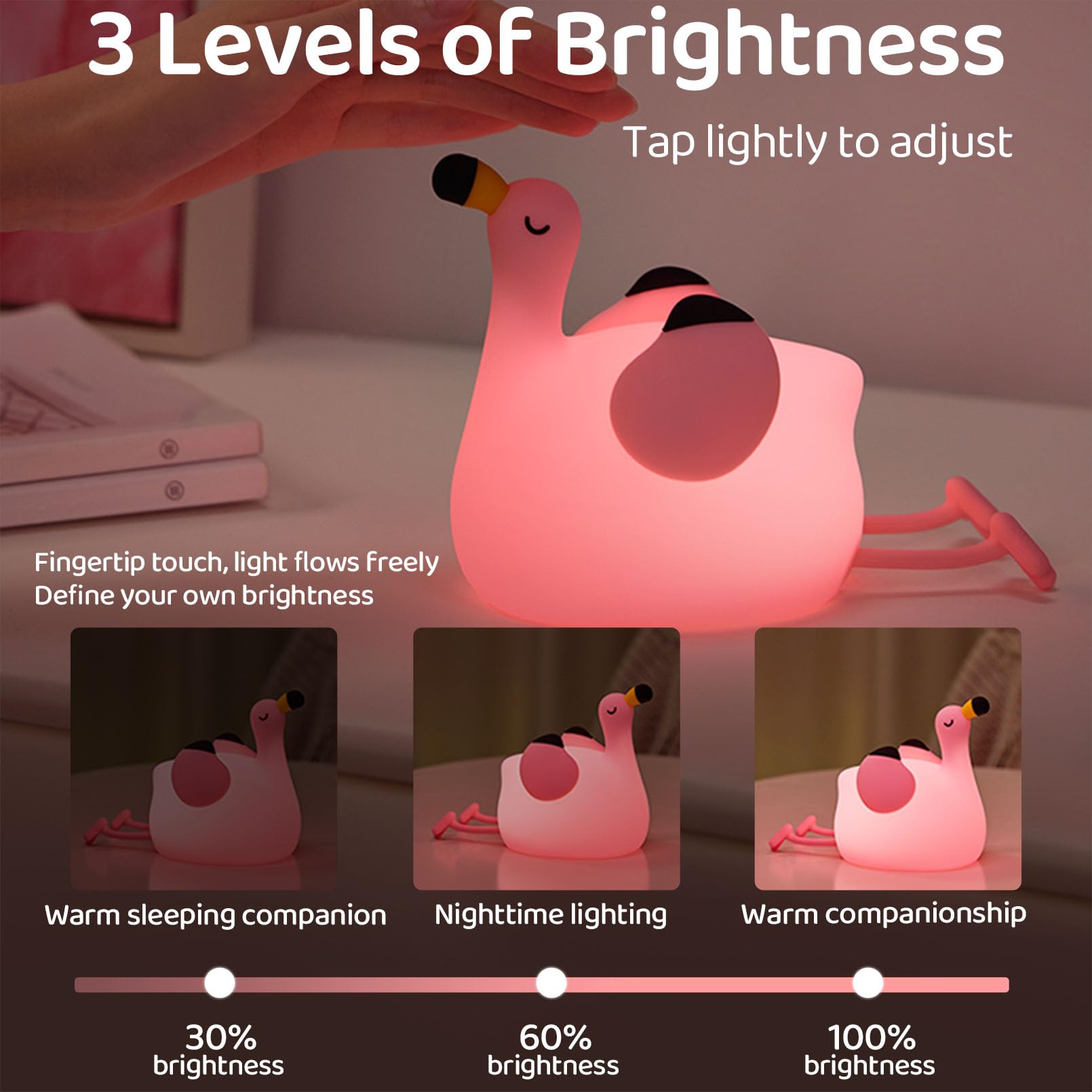DADYLOBO pink flamingo night light dimmable levels for comfort during late-night visits