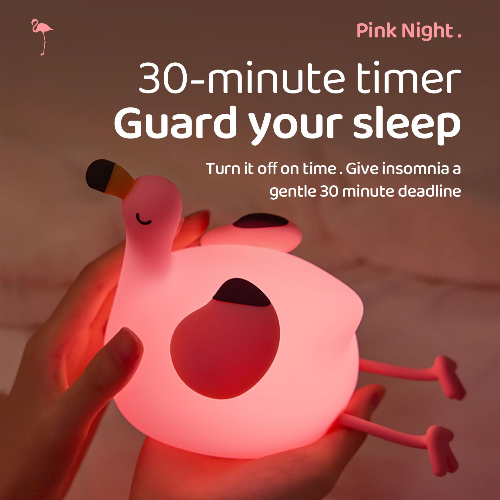 DADYLOBO pink flamingo night light portable design for travel and bathroom trips