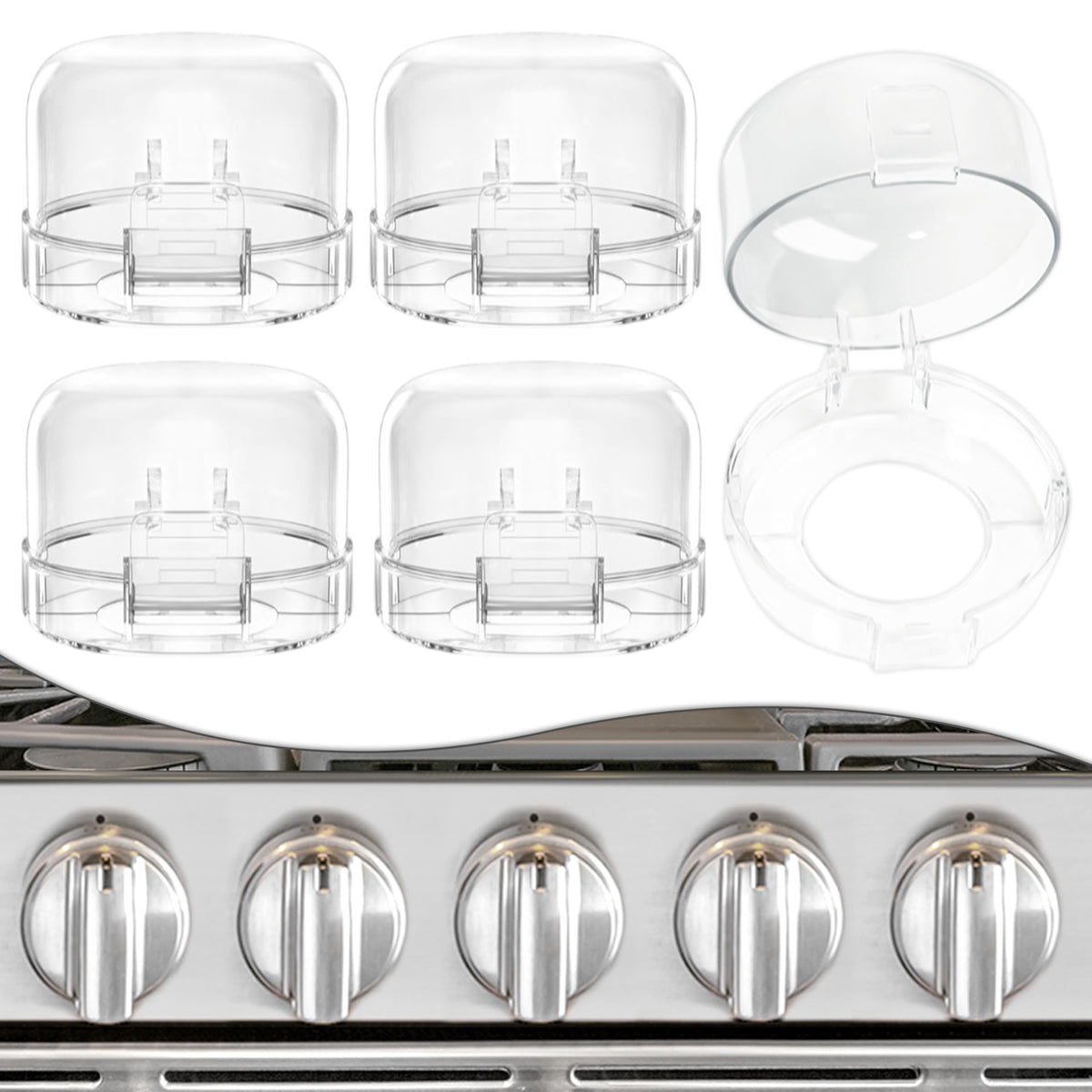 DAFUWENG stove knob covers closeup shows clear view and safety.