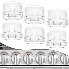 DAFUWENG 6-pack knob covers on the stove for childproofing and safer cooking.