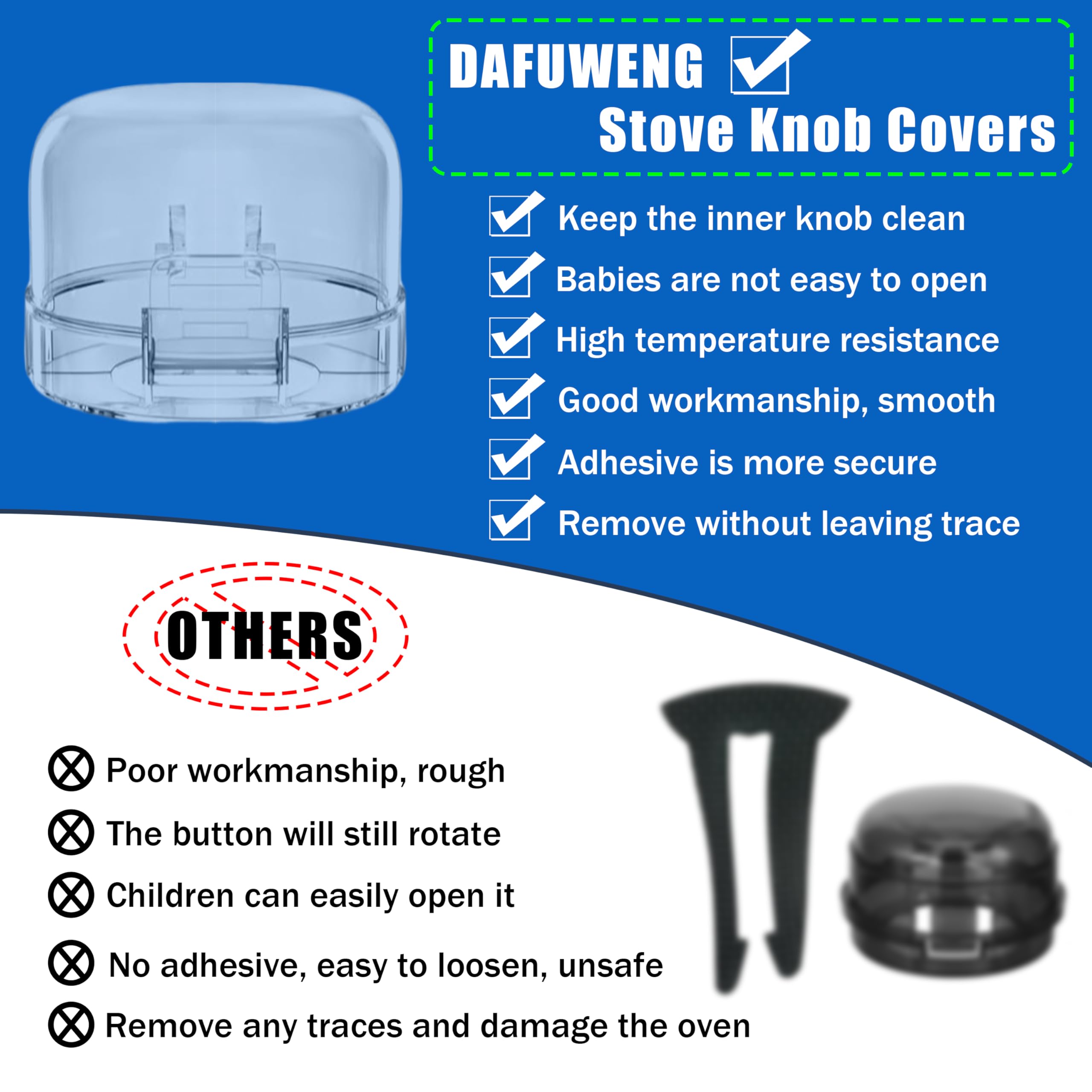 DAFUWENG heat-resistant material on knob covers with durable design.