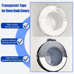 DAFUWENG transparent knob tape application shows flexible fit for various knob sizes.