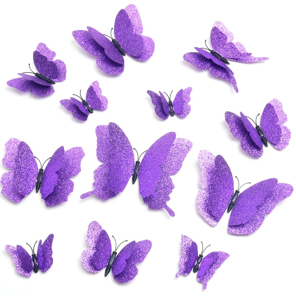 DAGOU 3D butterfly wall decor close-up with gold powder finish for shimmering walls.
