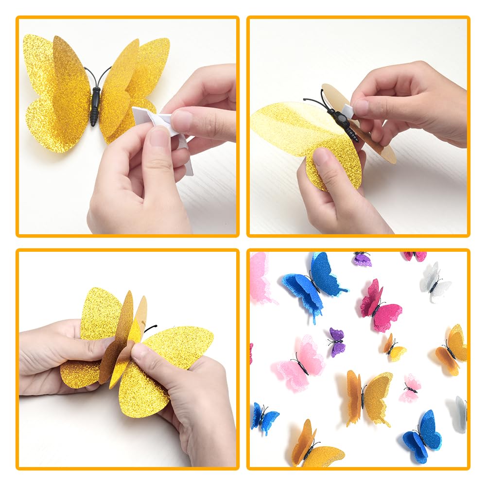 DAGOU 3D butterfly wall decor ideal for DIY crafts and wall embellishments.