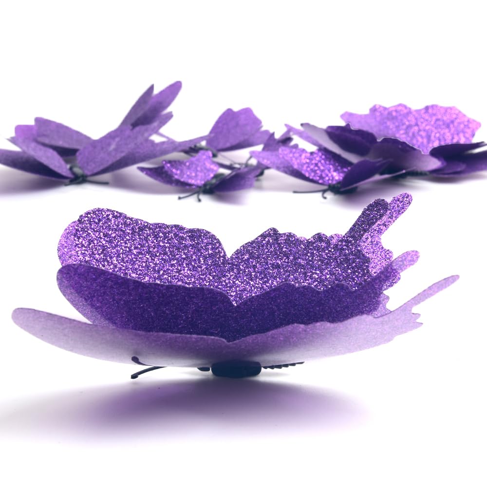 DAGOU 3D butterfly wall decor gold powder finish close-up reveals shimmering wings.