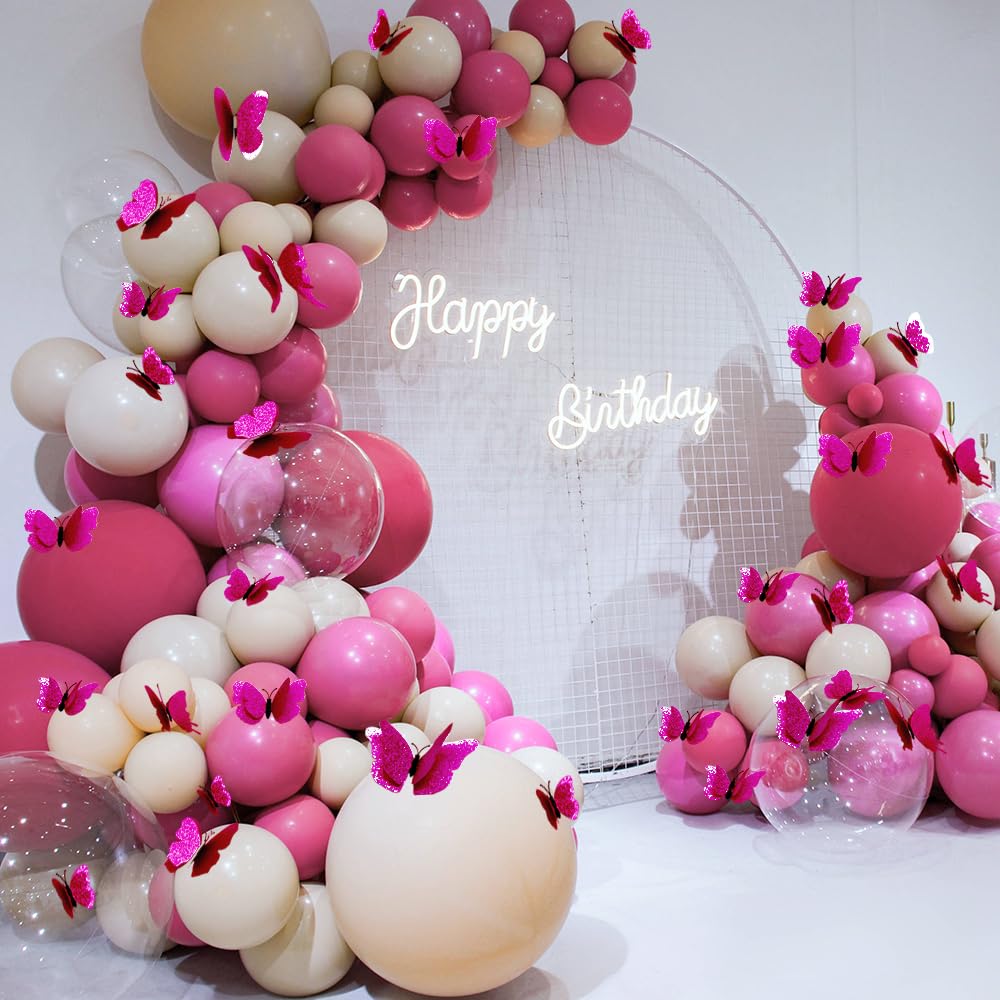 DAGOU 3D butterfly wall decor rose red ideal for DIY crafts