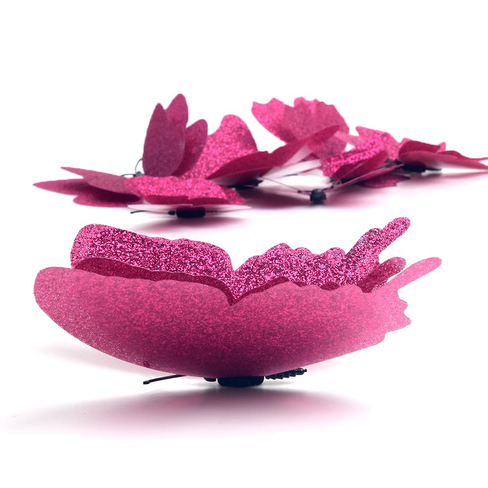 DAGOU 3D butterfly wall decor rose red magnetic back enables easy fridge attachment