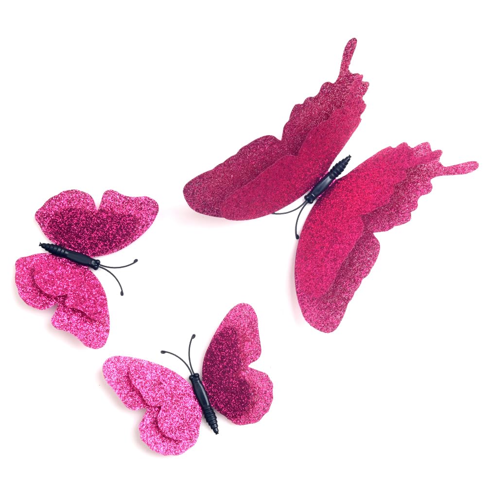 DAGOU 3D butterfly wall decor rose red close-up shows shiny gold coating