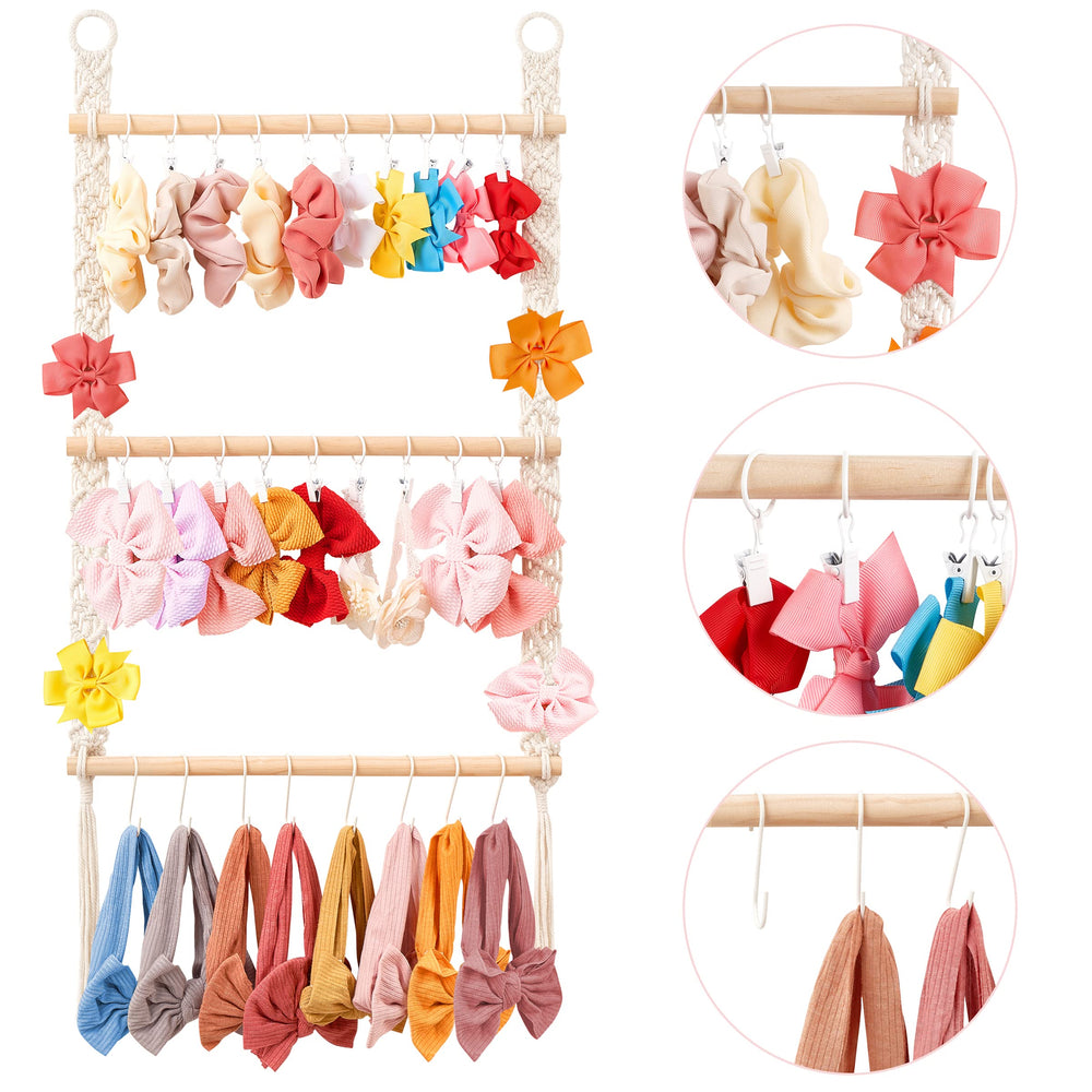 Dahey boho nursery bow organizer in a baby girl's room
