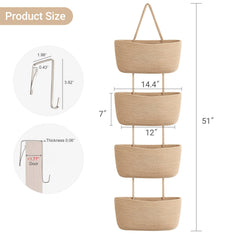 Dahey boho wall organizer highlights woven texture for stylish bathroom storage.