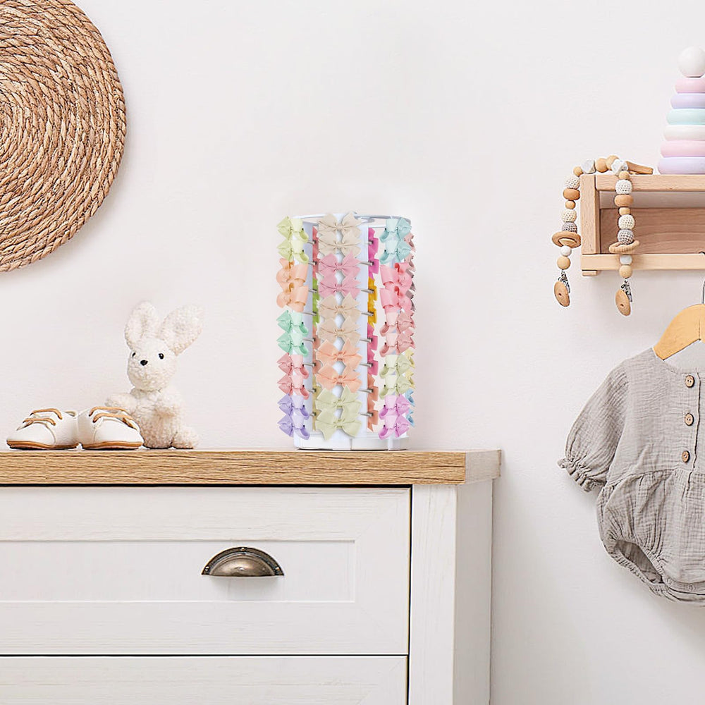 Dahey bow organizer on desk side profile highlighting space saving design