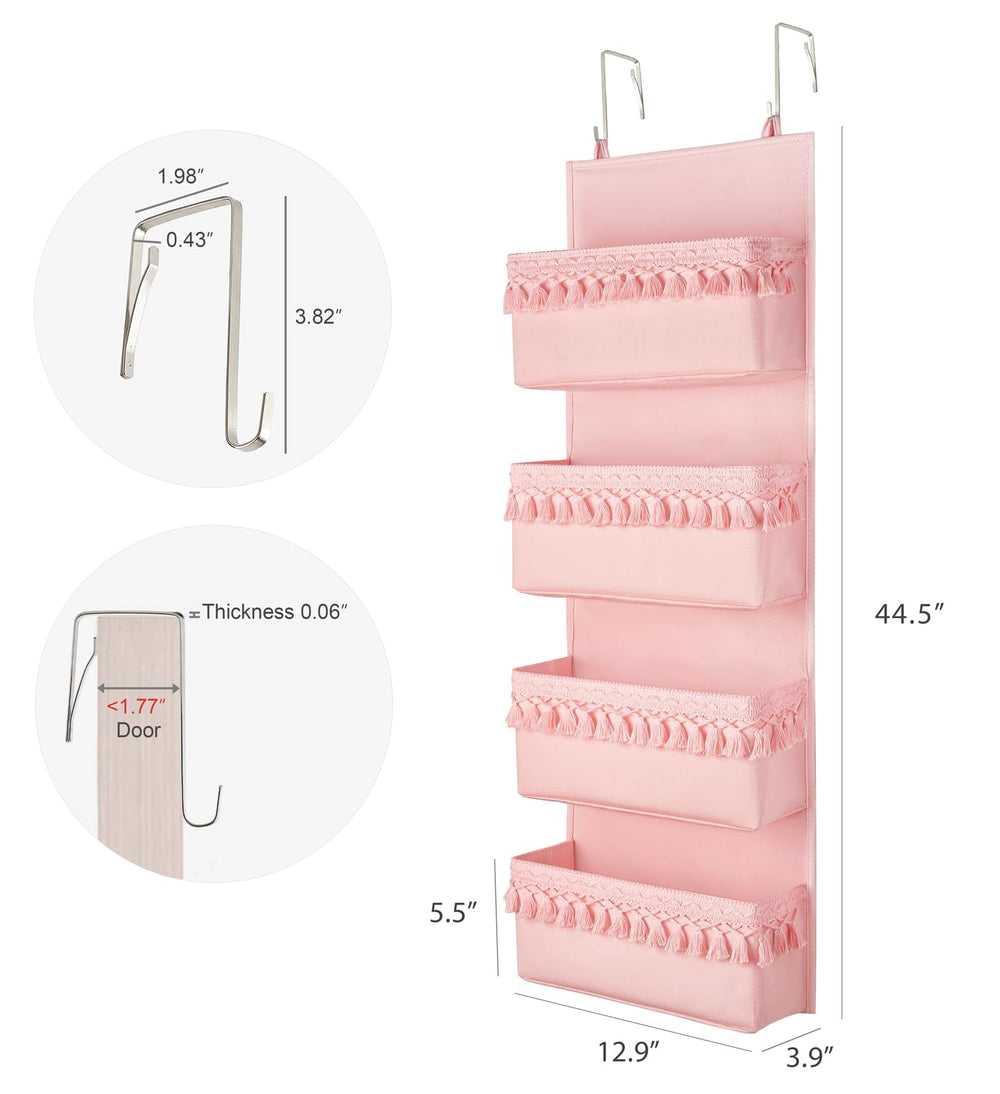 Dahey door hanging organizer in cotton canvas offers sturdy space saving storage.