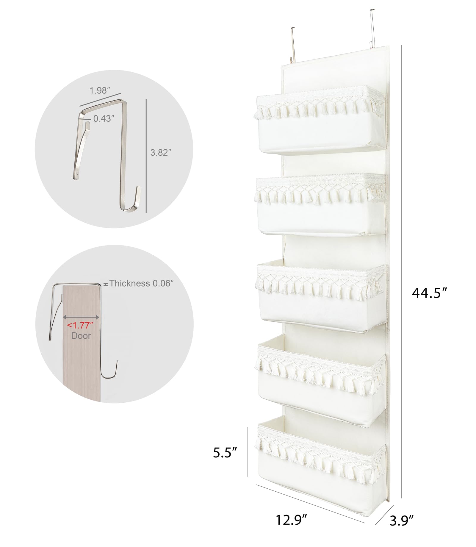 Dahey closet organizer boosts dorm room storage with five pockets.