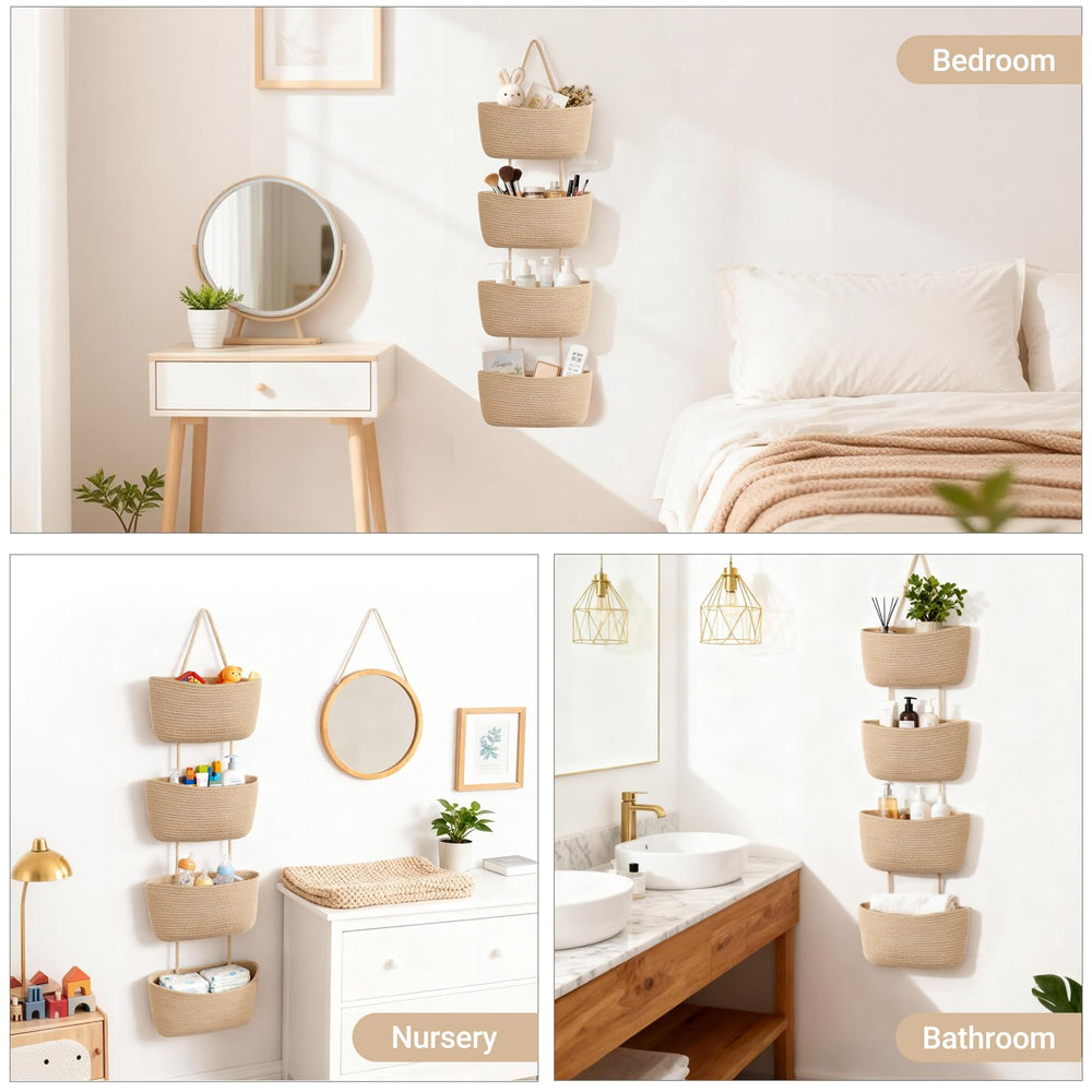 Dahey fold-flat nursery storage neatly tucks away when not in use.
