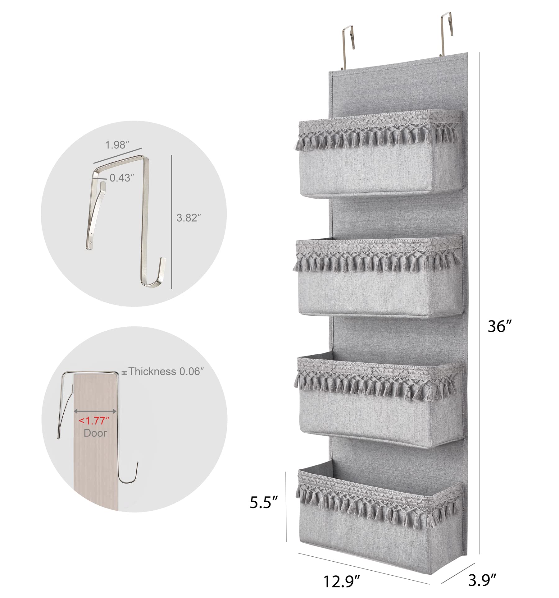 Dahey gray door storage for dorms and apartments adds space-saving style.