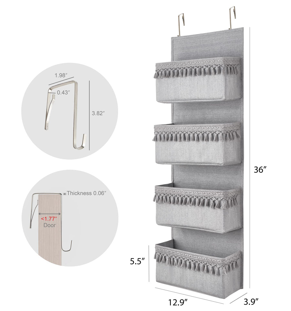 Dahey gray door storage for dorms and apartments adds space-saving style.