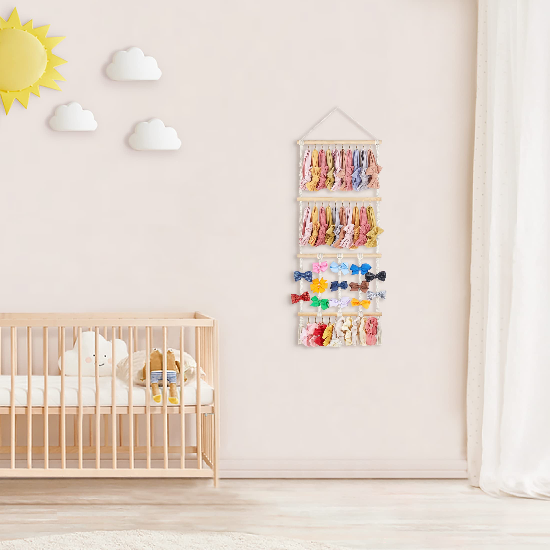 Dahey hair accessory hanger over door keeps items reachable and visible.
