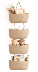 Dahey over-the-door basket-4-tier showcases space-saving organization for nursery essentials.