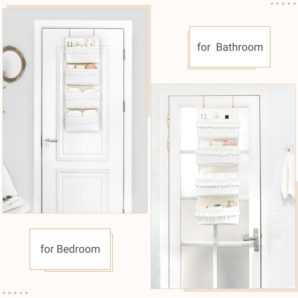 Dahey organizer with four pockets helps closet items stay tidy.