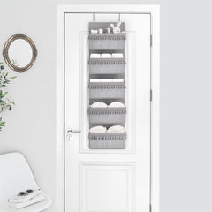 Dahey organizer grey pocket closeup highlighting cotton pockets and tassels