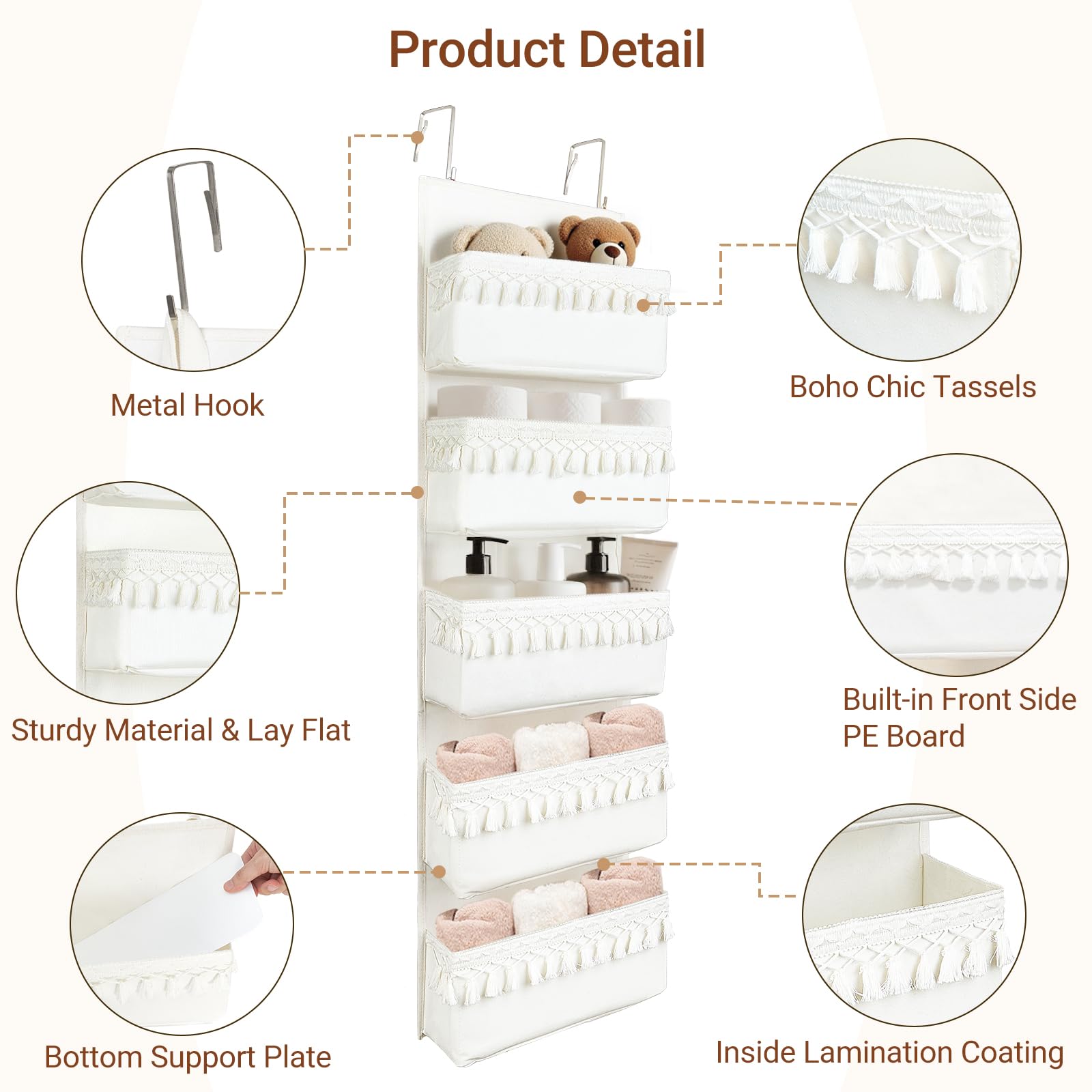 Dahey white hanging organizer with sturdy pockets keeps diapers organized.