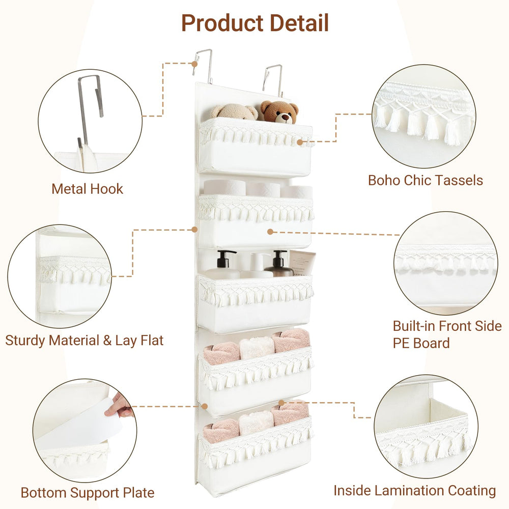 Dahey white hanging organizer with sturdy pockets keeps diapers organized.