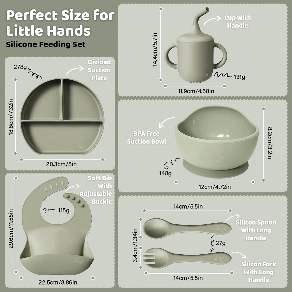 Dahzii non-slip base feature stabilizes mealtimes on any surface.