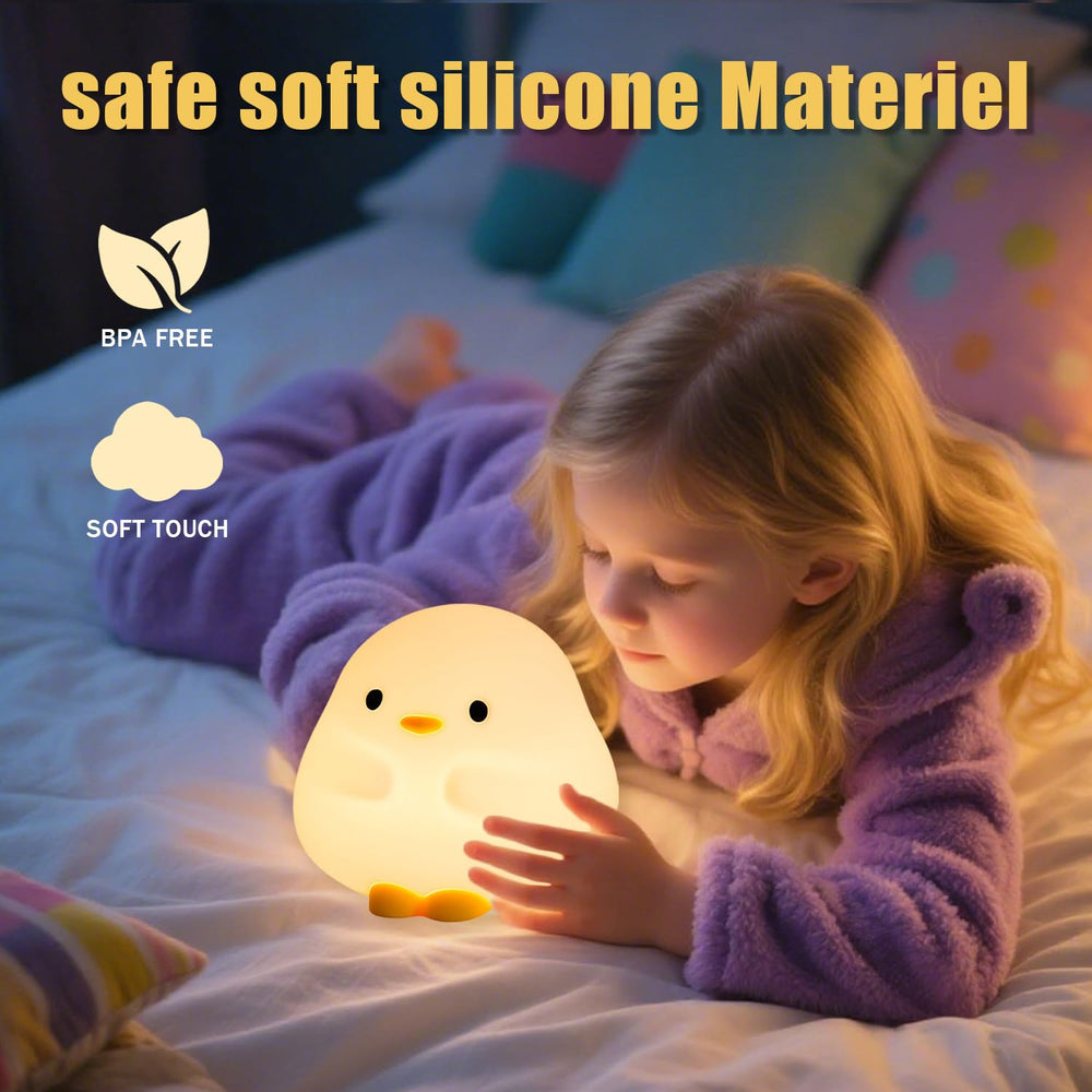 Daixinde DuDu Duck night light features a 30-minute timer for automatic shut-off.
